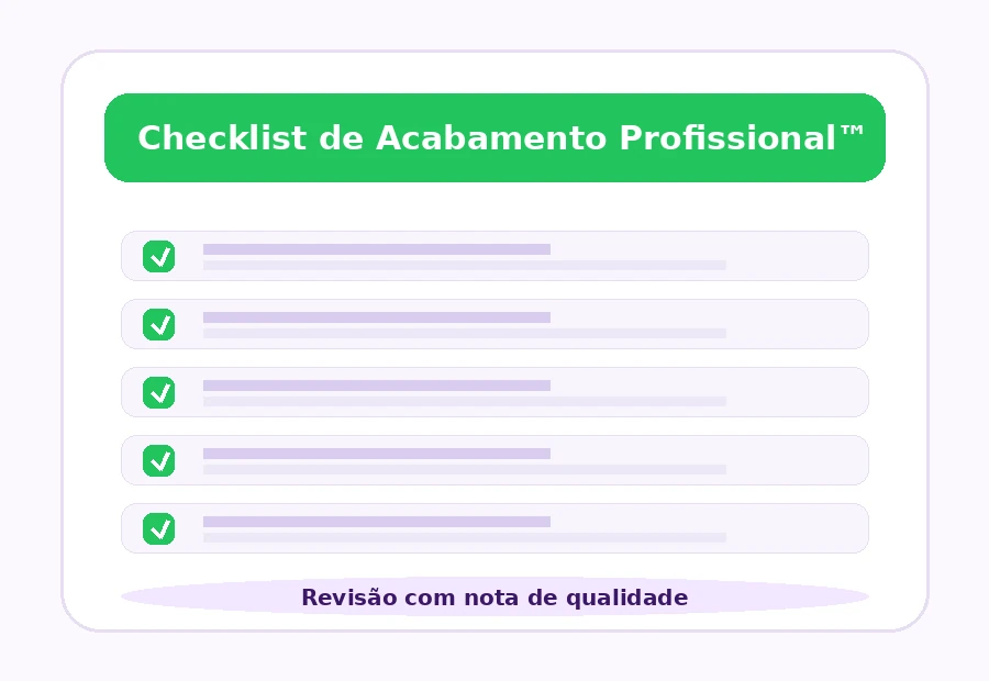 Checklist de Acabamento Profissional dentro da plataforma